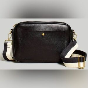 Madewell Large Camera Crossbody Bag in Black Leather